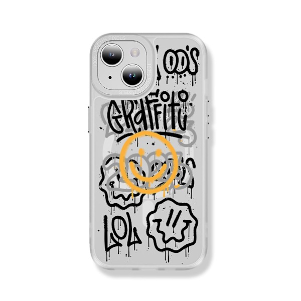 Creative Painted Pattern Frosted Magsafe Magnetic Phone Case Lämplig för Iphone och andra modeller Style K Transparent Black Ypcx0086