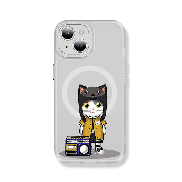Creative Painted Pattern Matte Hudvänlig Magsafe Magnetic Phone Case Lämplig för Iphone och andra modeller Style G Transparent Black Ypcx