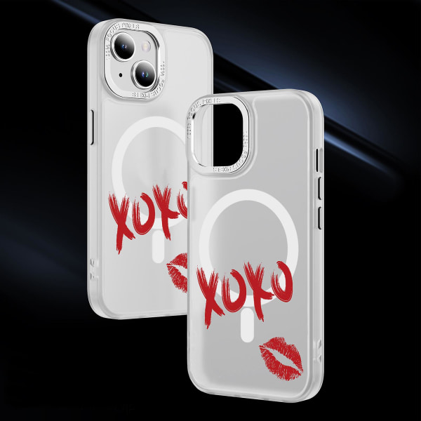 Creative Painted Pattern Frosted Magsafe Magnetic Phone Case Lämplig för Iphone och andra modeller Style C Transparent Black Ypcx0275