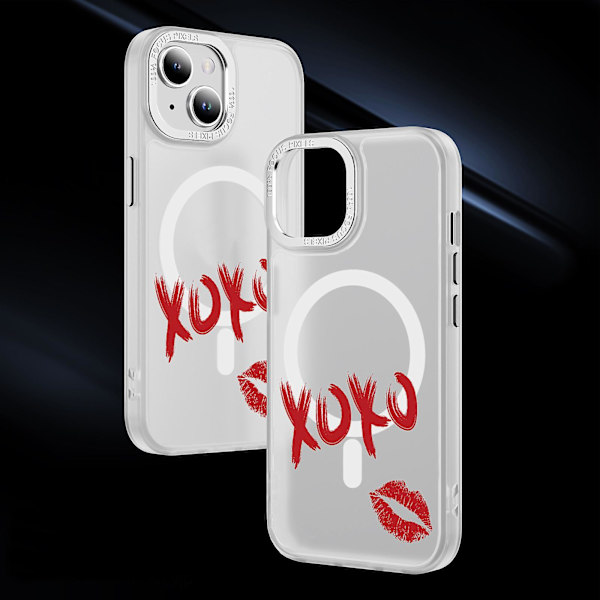 Creative Painted Pattern Frosted Magsafe Magnetic Phone Case Lämplig för Iphone och andra modeller Style C Transparent Black Ypcx0275