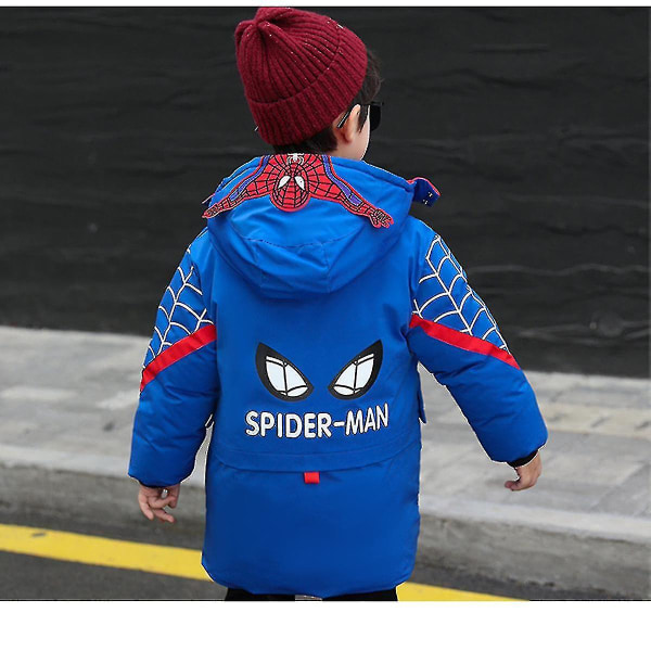 Spider-man huvjacka för barn Varm vinterkappa Blue 120cm(4-5 years)