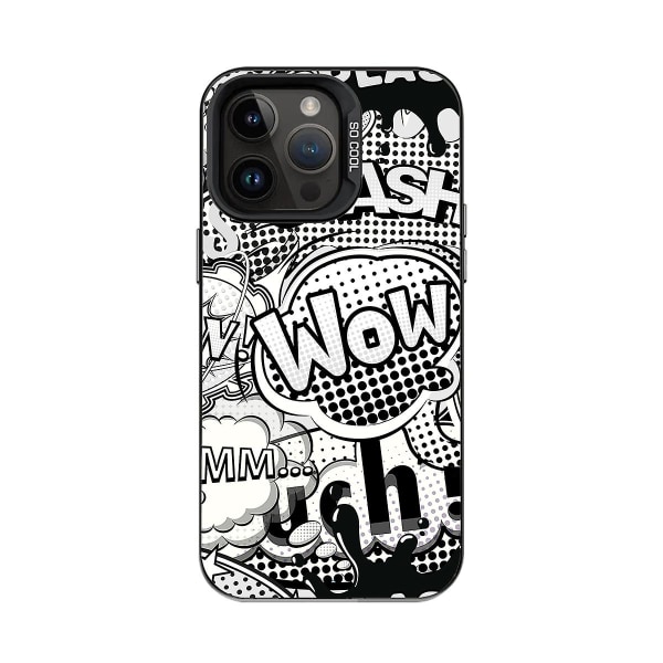 Tecknad Frosted Dubbellager Färg Silver Phone Case Iphone 15 Case Case Stil K Svart Ypmd0864