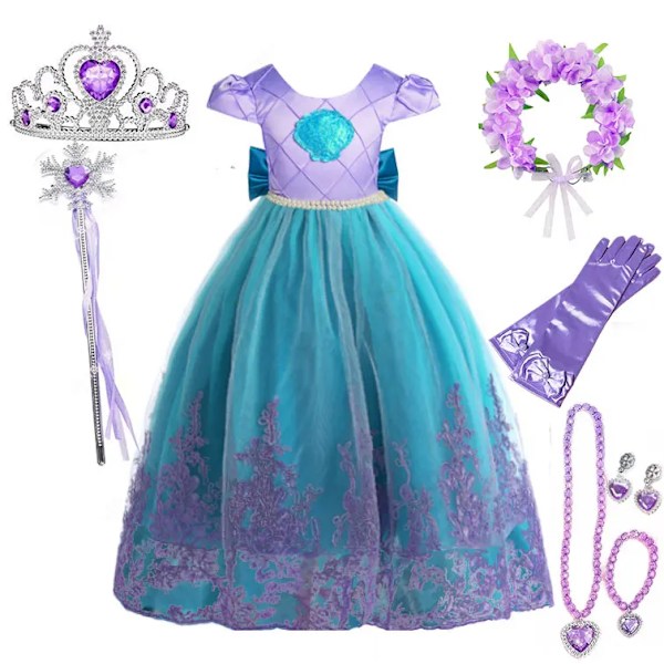 2024 Disney Flickor Födelsedag Sjöjungfru Skal Klänning Barn Jul Bal Klänning Ariel Kostym Halloween Cosplay Prinsessa Siren Robe DRESS 05 2T(100)