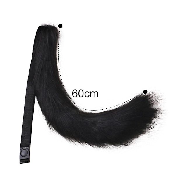 Faux Fur Tail Party Kostym Accessoarer Plysch Fox Wolf Tail black