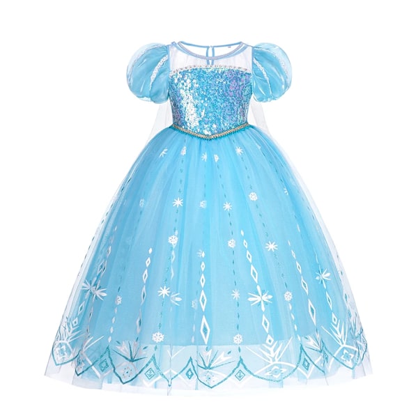 Disney Frozen Elsa Klänning för Flickor Snödrottning Anna Klänning Lyxklänningar Karneval Halloween Flickor Cosplay Kostym Frozen Kostym F Elsa Dress 3-4Y (110)