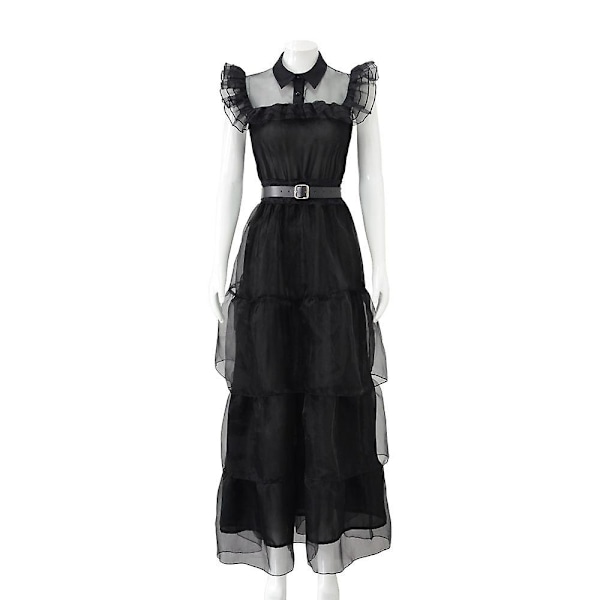 Onsdag Addams Series Kostym/prydnader/peruker För Dam Barn Cosplay Festklänning Fancy Dress Up 4-5 Years C