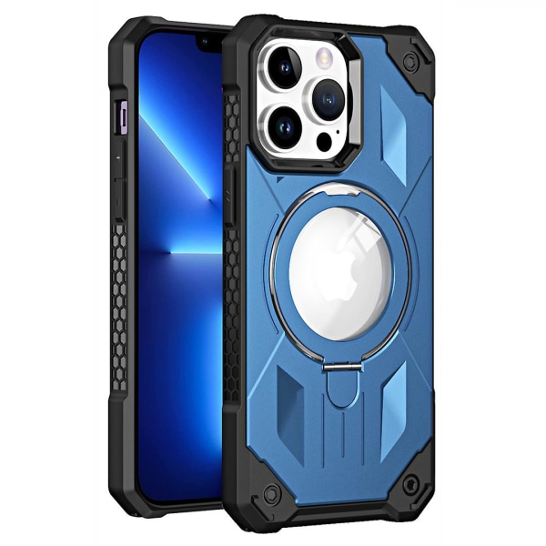 Pc+tpu Kickstand Case För Iphone 13 Pro Max 6,7 tum Stötsäkert phone case Anti-dropp magnetiskt cover Dark Blue