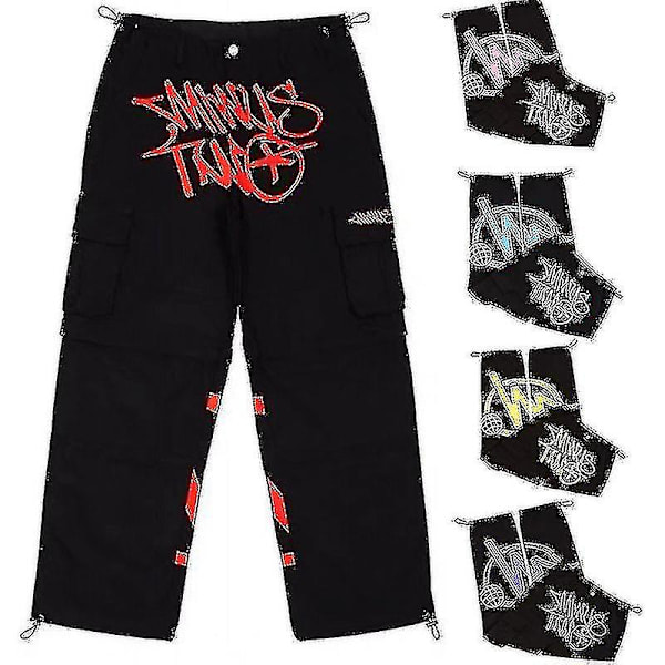 Minus Two Y Casual Byxor Baggy Wear Sport Gym Jeans Herrkläder Byxor Träningsbyxor Minwo Pant black grey L