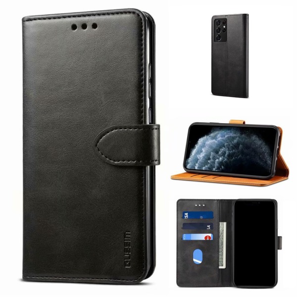 Case för Samsung S21 Ultra 5G 6,8" 2021 Release, Allytech-korthållare Flip Cover Repfri magnetisk knapp Vikbok Style Stan black