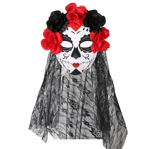 Ny Ghost Bride Day of the Dead Halloween Mask Party Dance Cosplay Klä Ut Vuxna Maskerad Rekvisita Skräck Karnevaler Mask 1pcs