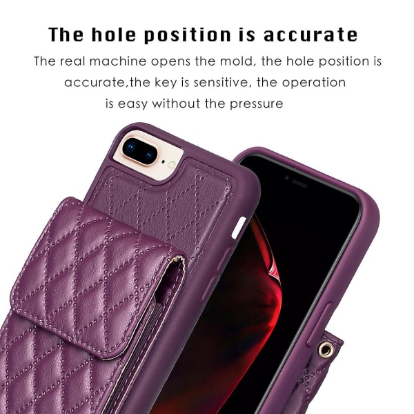 Bf22-stil för Iphone 6 Plus / 6s Plus / 7 Plus / 8 Plus Kickstand Läder+tpu- case Korthållare Cover Dark Purple