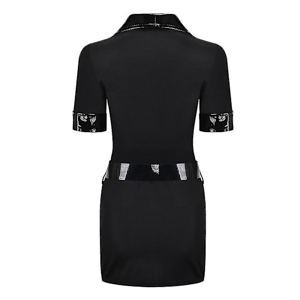 Kvinnor Svart Polisuniform Vuxen Halloween Festkostym Cosplay Klubbkläder Poliskläder S-xxxl Black A 2XL