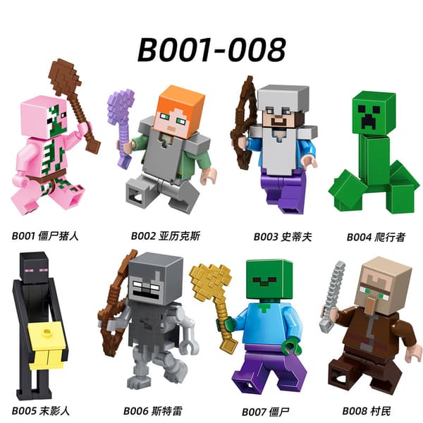 Minecraft monterad värld byggklossar man leksak