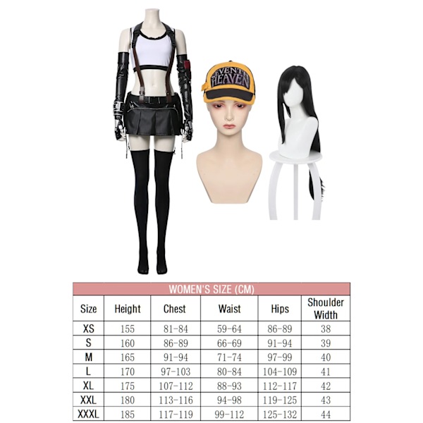 Tifa Cosplay Baddräkt Anime Game Final Cos Fantasy VII Peruk Mössa Sexig Underkläder Kvinnlig Halloween Fest Roll Fantasia Outfit XL D Clothes wig hat