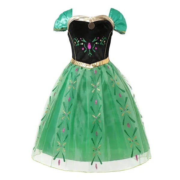 Disney Anna Elsa Klänning Barn Prinsessklänning Flickor Barn Cosplay Persika Jul Karneval Fest Förklädnad Outfit Elsa Dress A 3-4Y (110)