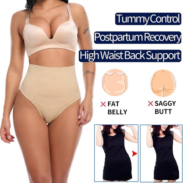 Dam Midja Cincher String Trosa Shaper Hög midja Magkontroll Trosor Bantning Underkläder Butt Lifter Shaping Brief Body Shaper Z XXXL Beige