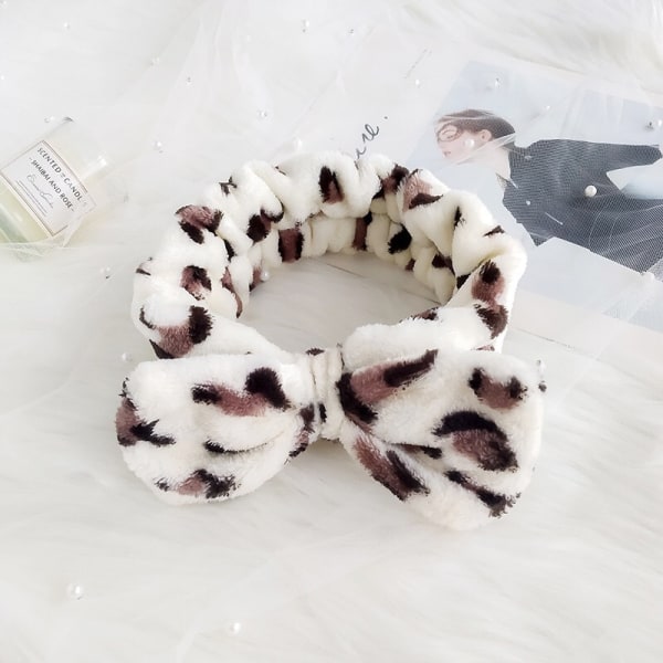 Pannband pannband mjölkvit leopard ---- ren färg bowknot pannband
