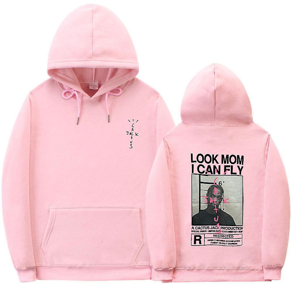 Cactus Jack Hoodie Män Kvinnor Dubbelsidig print Utseende Mamma I Can Fly Travis Scott Hoodies Unisex Hip Hop Streetwear Pink XL