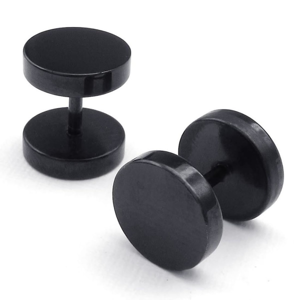 Smycken Herrörhängen, 8 mm Circle Ear Studs, Rostfritt Stål, Svart Black(8mm) none
