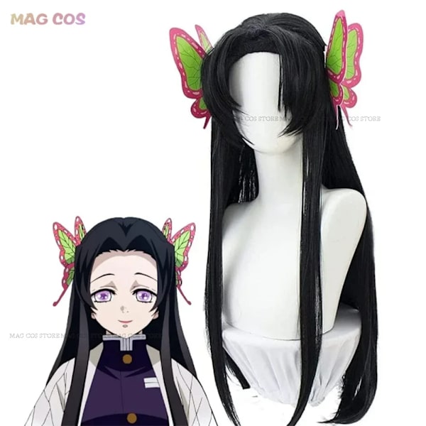 Shinobu Vuxna Barn Kochou Anime Cosplay Kostym Kanae Cosplay Kläder Fjäril Klämma Kvinnor Uniform Slayer Kappa Halloween Outfit kid 140 Wig B with clips