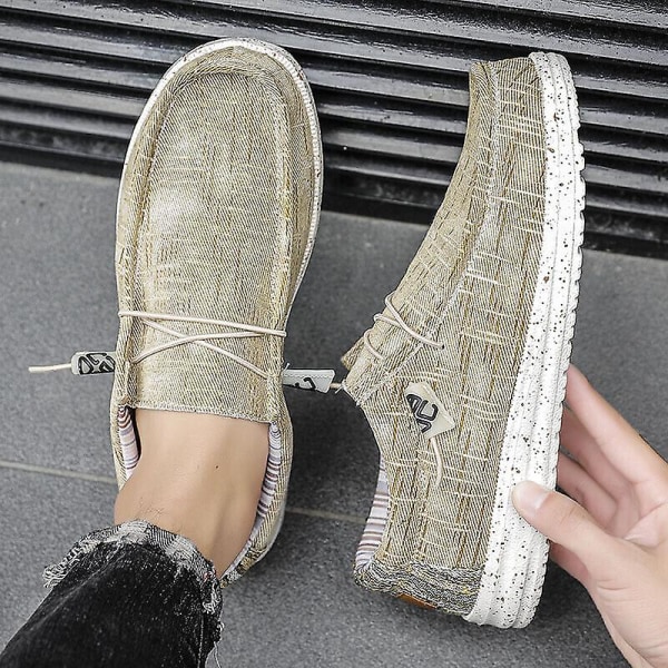 Wally Lättvikts Loafers för män som andas Casual Slip-on Sneakers Skor Khaki EU 44  US 10