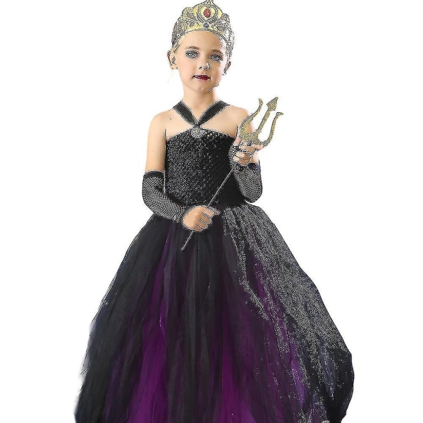 2-12år Barn Flickor Ursula Cosplay Kostym Prinsessan Fest Fancy Dress Halloween Outfits-yvan 8-9 Years