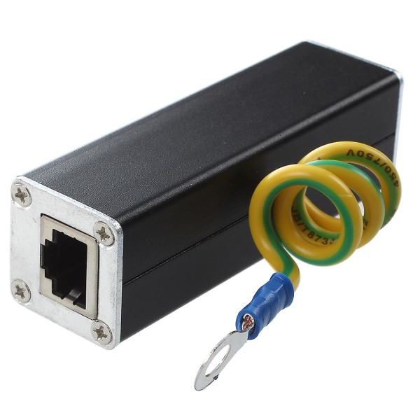 Rj45 Plug Ethernet Network Surge Protector Thunder Arrester 100mhz Black Silver Tone none