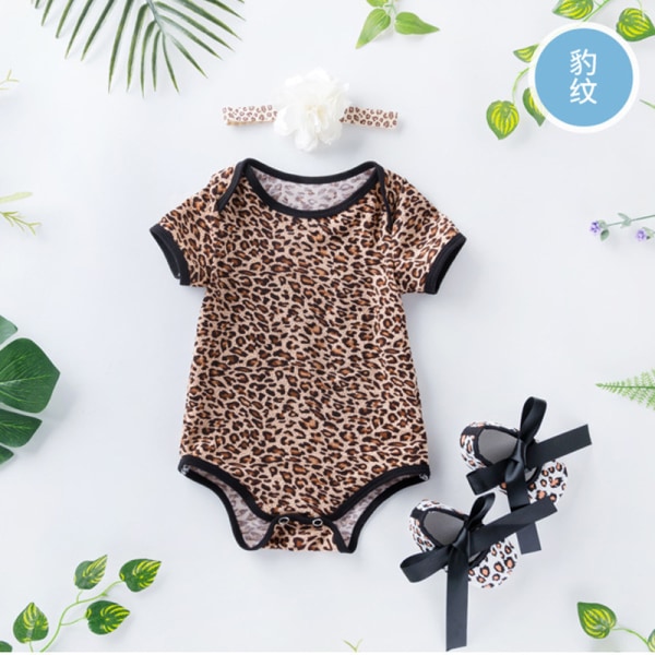 baby jumpsuit sommaren kortärmad romper skor leopard print 73 (6-12 months)