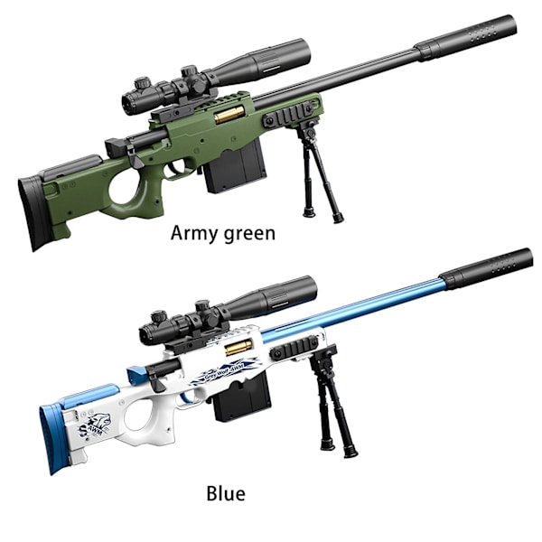 Sniper Military Machine Gun Leksak för barn, Awm Machine Gun Leksak med 15x spegel, present till pojkar i alla åldrar Blue