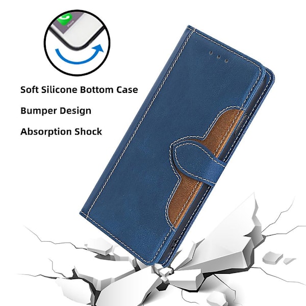 Skin-touch skal för Xiaomi Redmi Note 12 4g stråhatt cover Pu läderställ case Blue