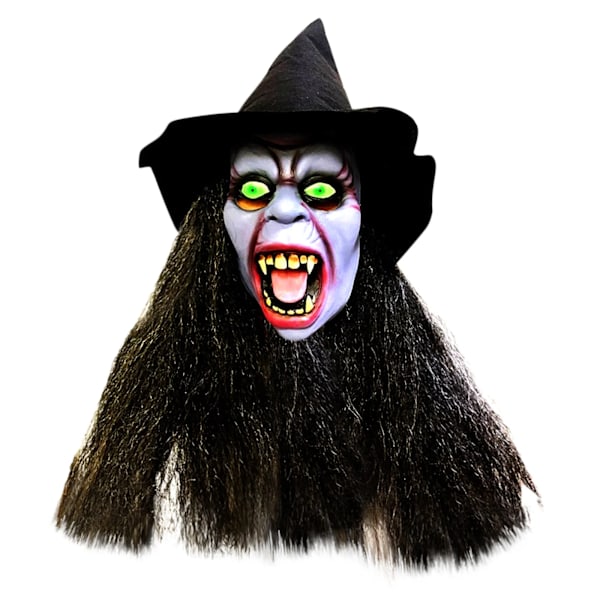 Halloween Horror Gammal Häxmask med Hatt Cosplay Läskig Clown Häxa Latexmasker Grön Ansikte Stor Näsa Gamla Kvinnor Kostymfest Rekvisita B