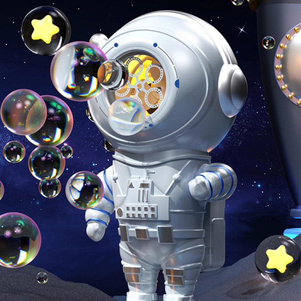 Astronaut Bubble Machine Helautomatisk 360 roterande bubbelblåsare leksak Astronaut USB -laddning null none