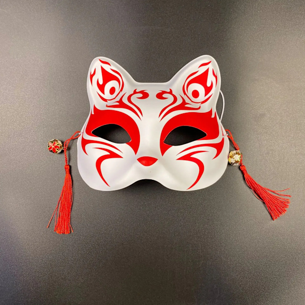 Handmålad Katt-Räv Mask Maskerad Halloween Festival Cosplay Rekvisita Japansk Mask Halv Ansikte Anime Demon Slayer 10