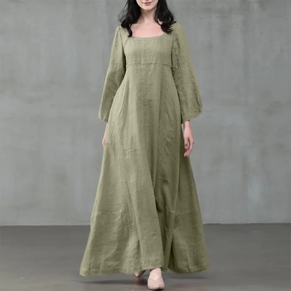 Medeltida klänning Kvinna Kostym Palats Bomull Linne Sommar Viktorian Klänning Cosplay Lång Maxi Klänningar Kaftan Robe Halloween Karneval S Dark green