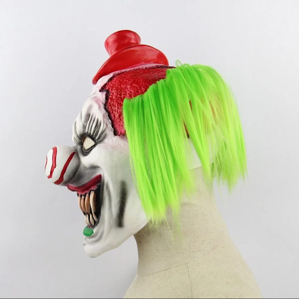 Läskig Clownsmask i Latex, Helhuvud, för Vuxna, Halloween Maskeradfest Kostym Cosplay Fancy Dress Rekvisita Clown Mask