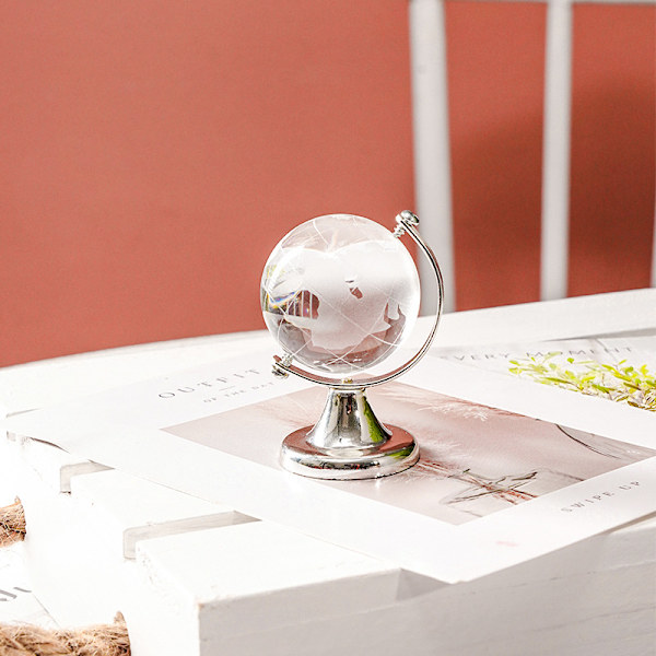 Clear Crystal Globe Student Gift Silver Large Globe