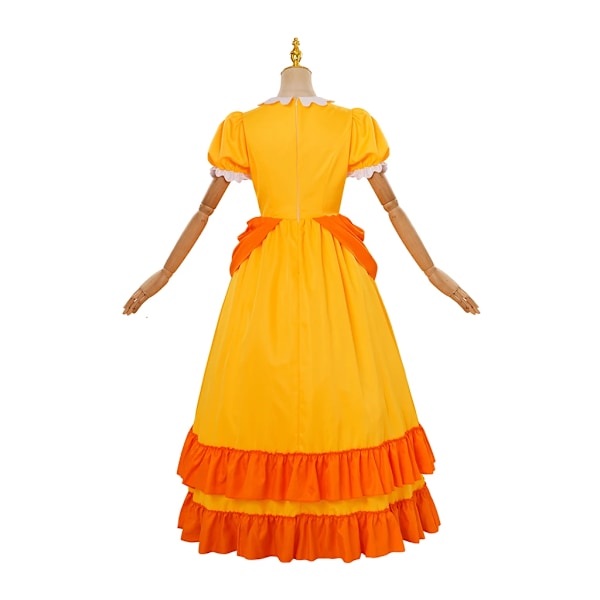 Daisy Cosplay Klänning Rosalina Kostym Halloween Karneval Cosplay Prinsessklänning med Krona Födelsedagsfest Scenkläder med Huvudbonad S Rosalina