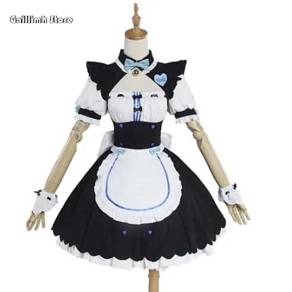 Vanilla Cosplay-dräkt i lager, piga-klänning, piga-outfit, NEKOPARA Chocola Vanilla OVA piga-uniform, katt-Neko-flicka, damkläder XL Chocola Costume Wig