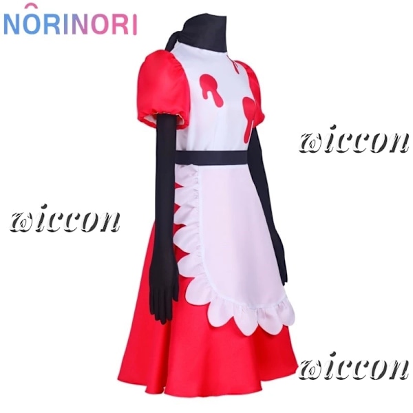 Niffty Anime Niff Cosplay Kostym Dräkt Söt Djävul Rollspel Kläder Peruk Uniform Hotel Cosplay Halloween Fest Kvinnor Klänning L mask props