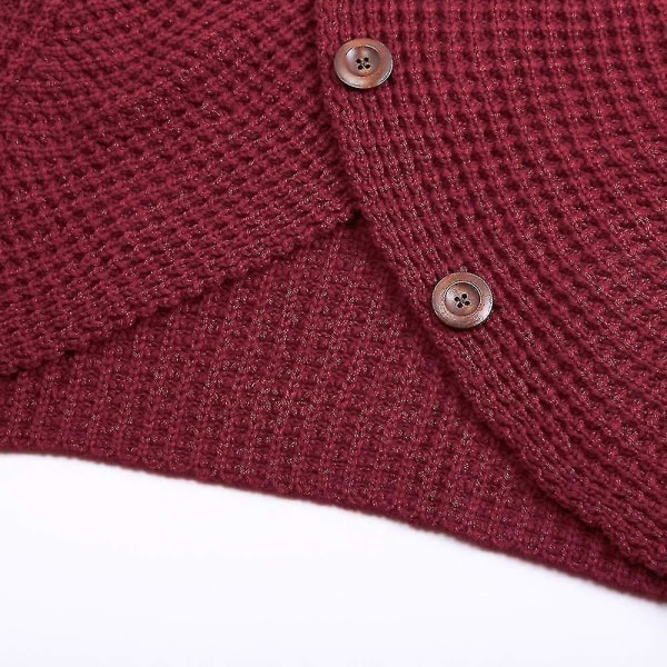 Vinter Lös Turtleneck Tröja Långärmad Knapp Casual Pullover För Kvinnor Red M