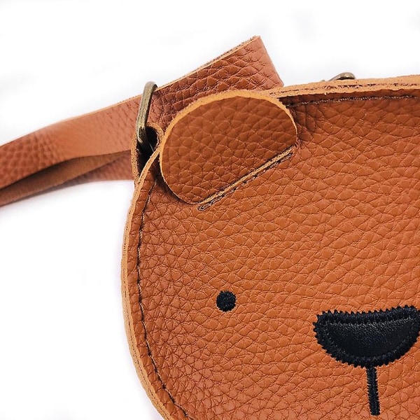 Björnryggsäck vinter barn flickor söt pojke mode cross body messenger mini läderväska pu läder axelväska barn Khaki m