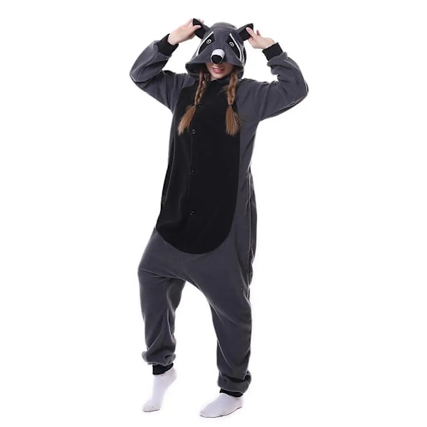 Kigurumi Vuxen Anime Cosplay Kostym Svart Umbreon Onesie Unisex Cartoon Tvättibjörn Pyjamas Fest För Kvinnlig Manlig M army green