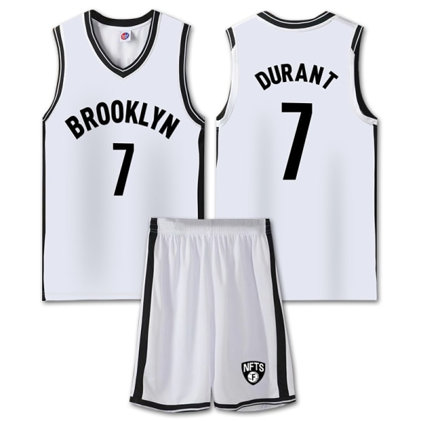 NBA basketdräkt BKN vit dräkt-nr. 7 Durant Children 2XL/30 yards (155-160cm)