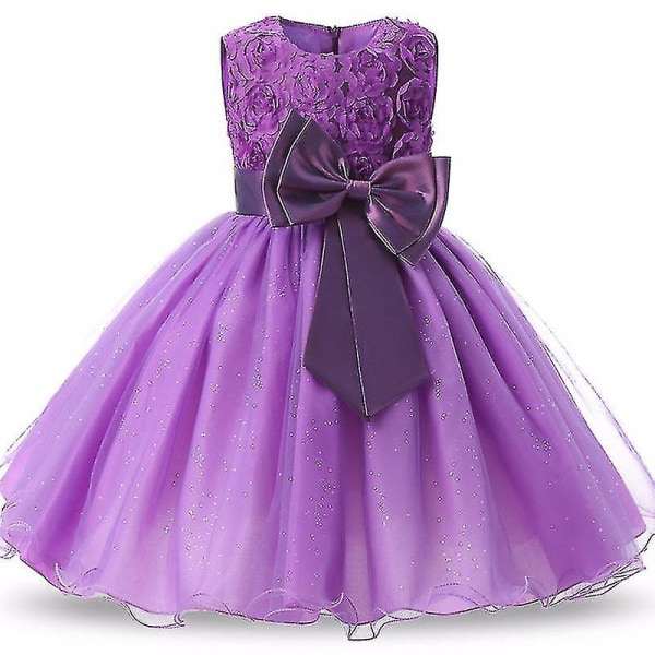 Blomsterflicka Bowknot Tutu Klänning För Barn Baby Prinsessa Bröllop Brudtärna Födelsedagsfest Pageant Dopklänningar 140cm Mörkblå