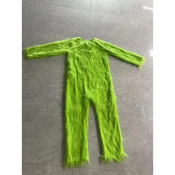 Nyår Jul Grön Päls Cosplay Kostym Jultomten Monster Förklädnad Unisex Jul Fest Halloween Karneval Fest Rollspel L black