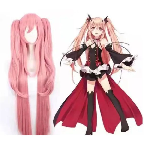 Krul Tepes Cosplay Kostym Anime Seraph of The End Owari No Seraph Krul Tepes Cosplay Peruk Häxa Vampyr Klänning Halloween Kläder XS Only Wig