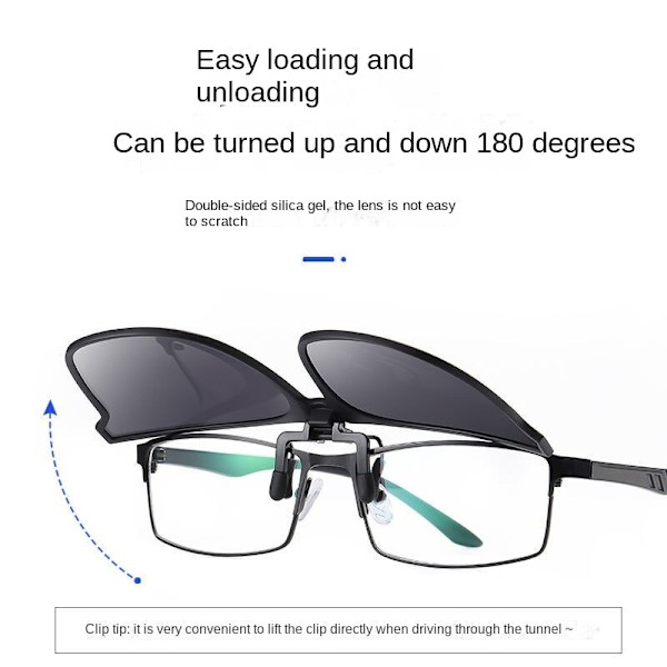 Polariserade Clip-on solglasögon Unisex Anti-Glare Silver