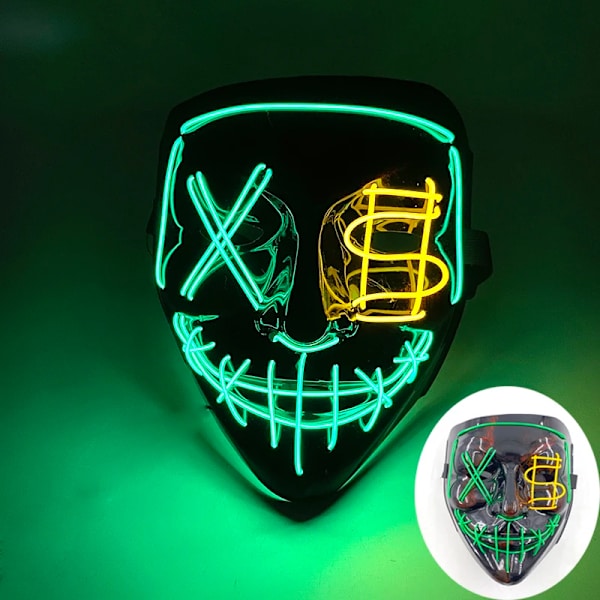 2024 Halloween Trådlös Rave Mask Dekoration Luminous LED Purge Mask Neonljus Glödande För Karneval Mörka Nätter wireless mask 13