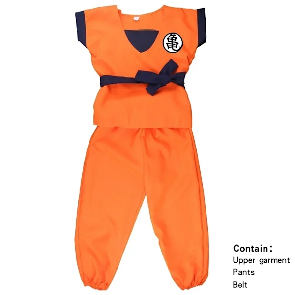 Halloween Vuxna Barn Kostymer Son Goku Gui Karneval Anime Cosplay Semester Kostymer Svans Wrister Peruk Blå Guld Nyår Klä Upp Fit 150-160cm tall Krillin-6pcs