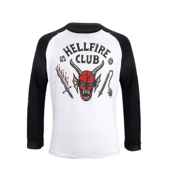 Vuxna Unisex Stranger Things Säsong 4 Hellfire Club T-shirt Topp med huvtröjor Long Sleeve M